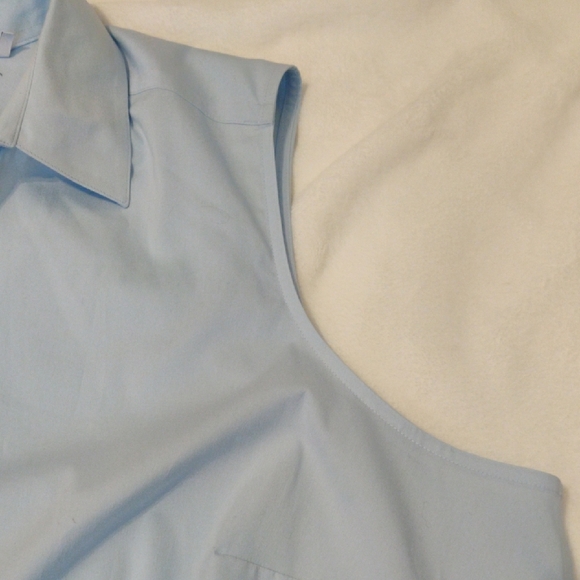 Foxcroft Blue Sleeveless Button Down Shirt - Picture 4 of 10